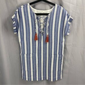 Tularosa x Revolve Warren Striped Tunic Mini Dress Blue White Sz Small